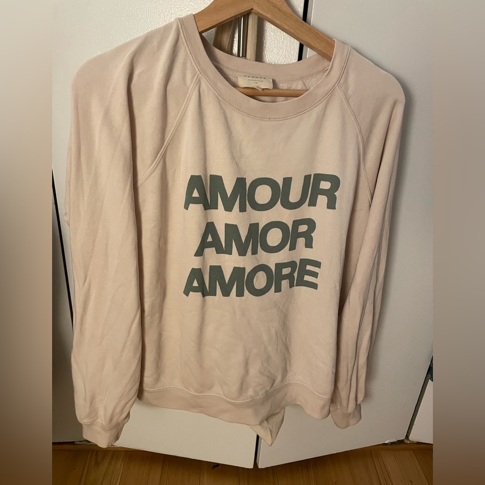 Sezane cream “Amour” sweatshirt